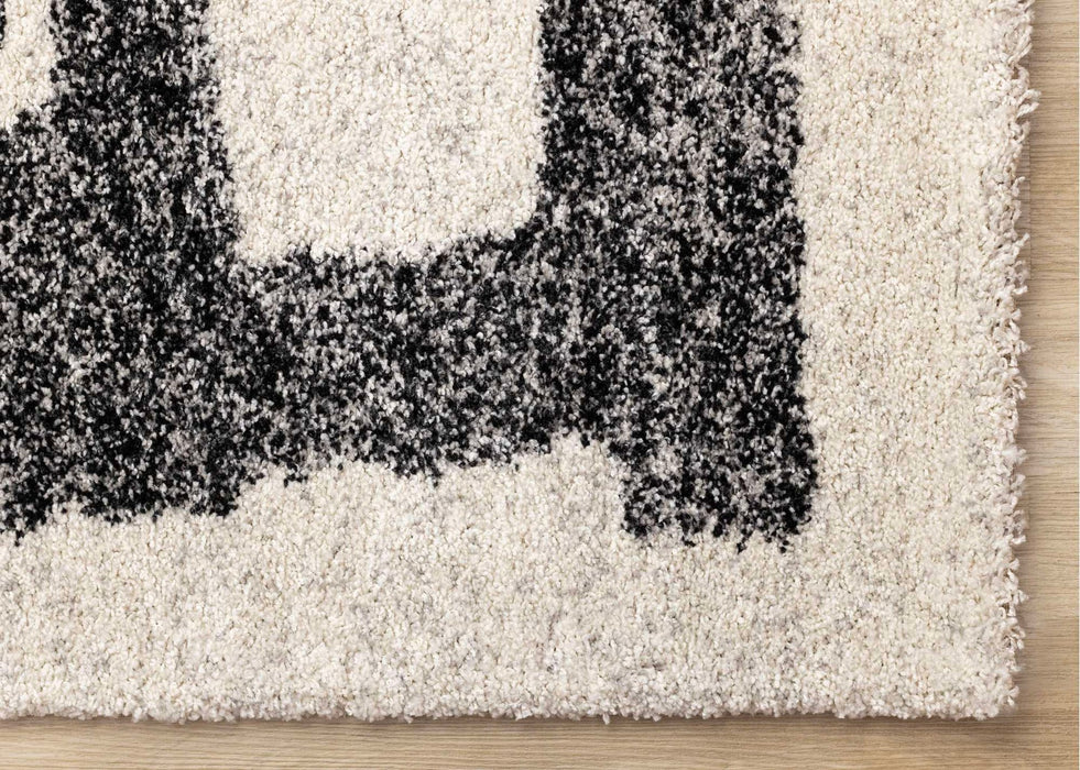 Modern Graphic Cream and Black Mehari Rug (23403-6258) Size: 200 x 290cm- Rugs Direct
