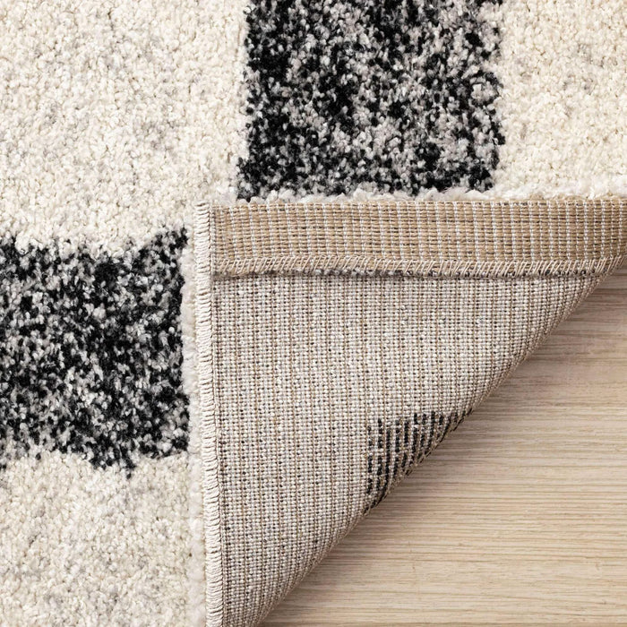 Modern Graphic Cream and Black Mehari Rug (23403-6258) Size: 200 x 290cm- Rugs Direct