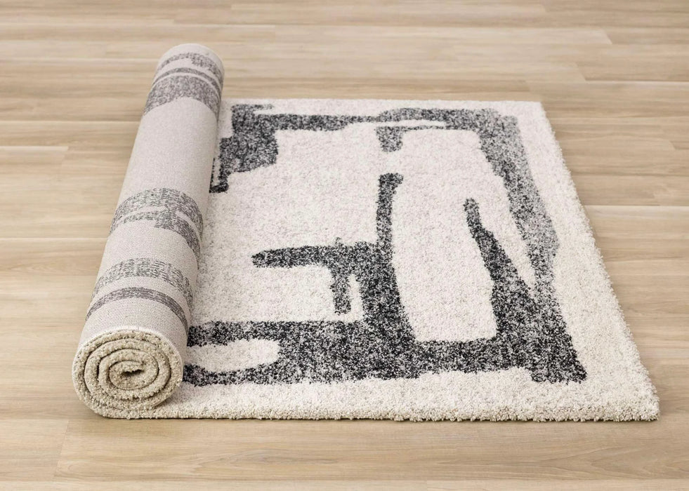 Modern Graphic Cream and Black Mehari Rug (23403-6258) Size: 200 x 290cm- Rugs Direct