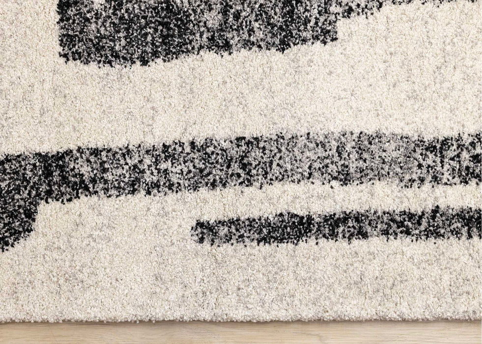 Modern Graphic Cream and Black Mehari Rug (23403-6258) Size: 200 x 290cm- Rugs Direct