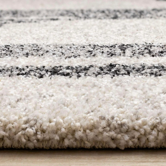 Modern Graphic Cream and Black Mehari Rug (23403-6258) Size: 200 x 290cm- Rugs Direct