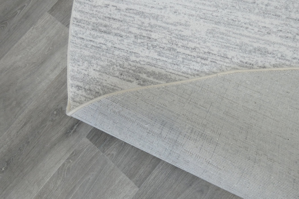 Abrash Design Off White and Light Grey Nomad Round Rug Size: 240 x 240cm (26004-6252))-Rugs Direct 