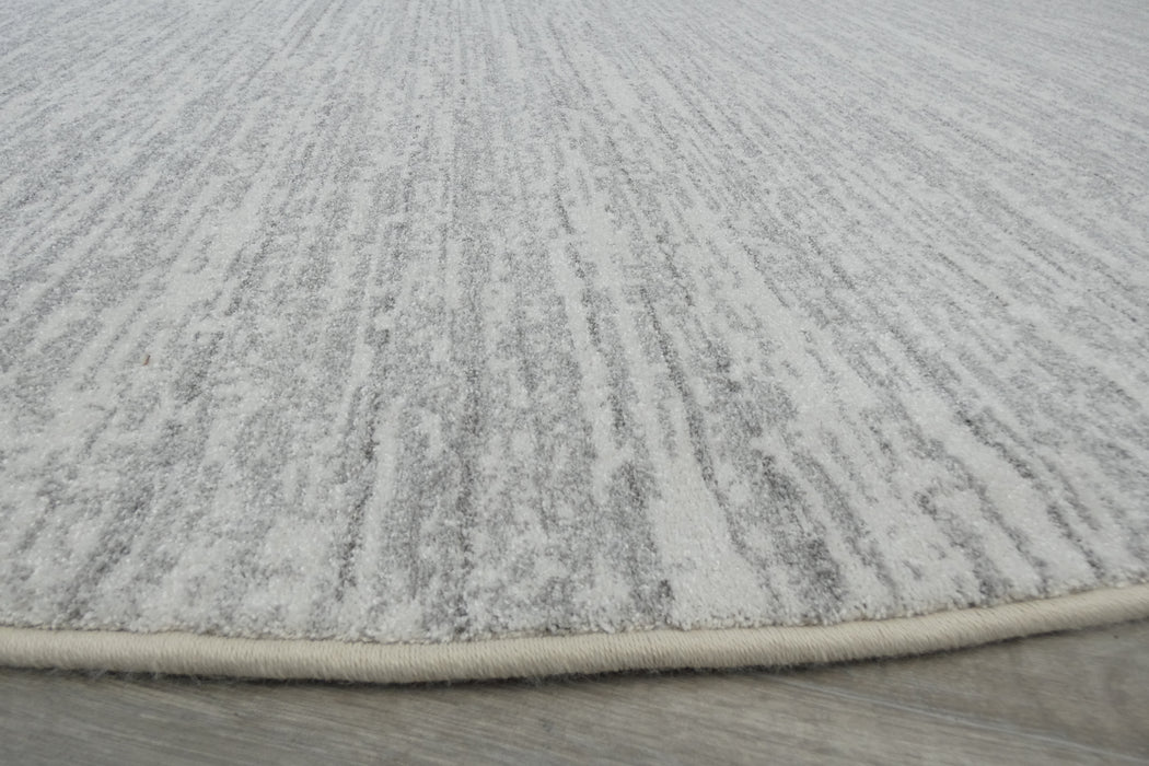 Abrash Design Off White and Light Grey Nomad Round Rug Size: 240 x 240cm (26004-6252))-Rugs Direct 