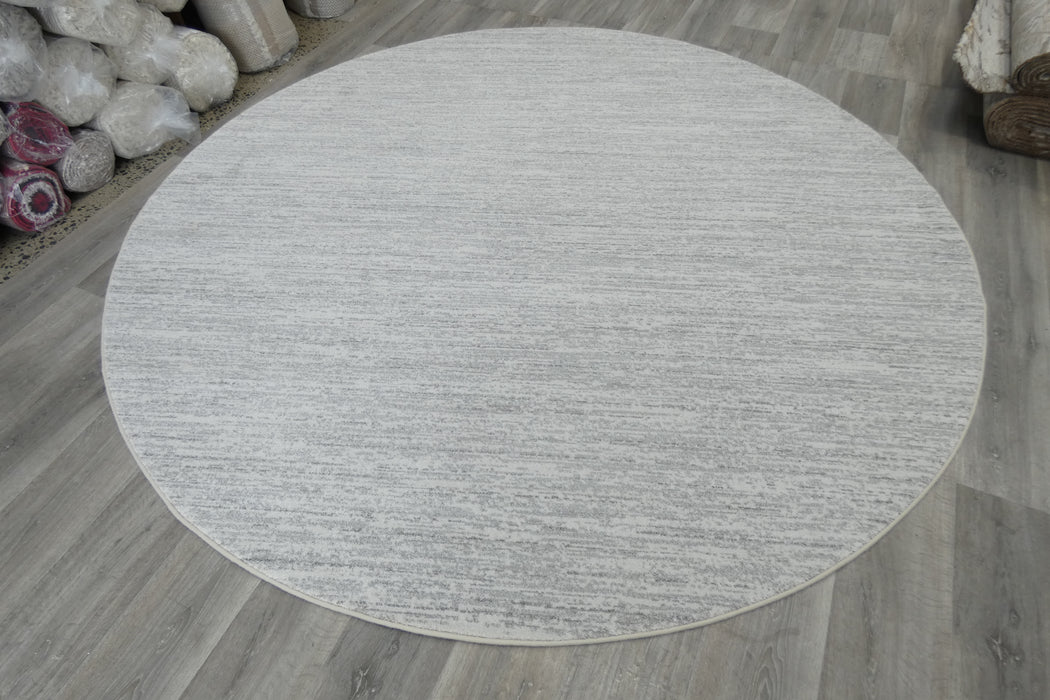 Abrash Design Off White and Light Grey Nomad Round Rug Size: 240 x 240cm (26004-6252))-Rugs Direct 