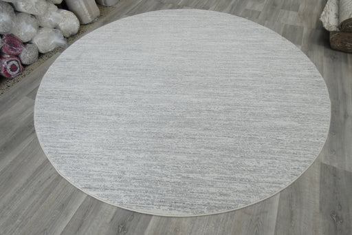 Abrash Design Off White and Light Grey Nomad Round Rug Size: 240 x 240cm (26004-6252))-Rugs Direct 