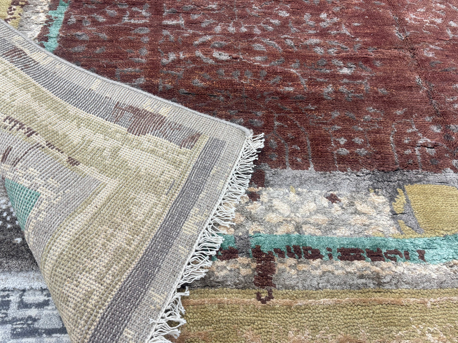 Vintage-Inspired Handmade Wool & Bamboo Silk Rug Size: 243cm x 302cm