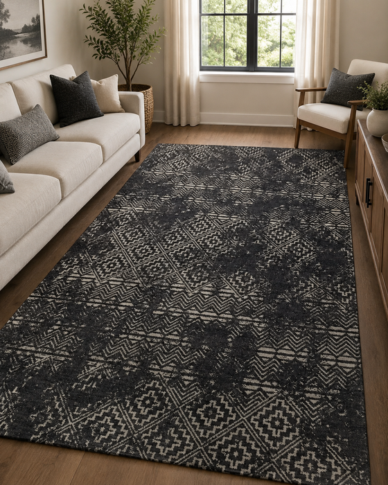 Faded Ethnic Design Infinity Rug Size: 200 x 290cm- Rugs Direct