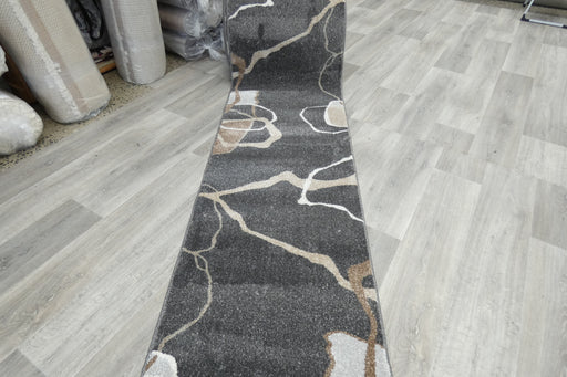 Abstract Charcoal & Beige Contour Madison Hallway Runner 67cm Wide x Cut to Order (34159-3322) - Rugs Direct