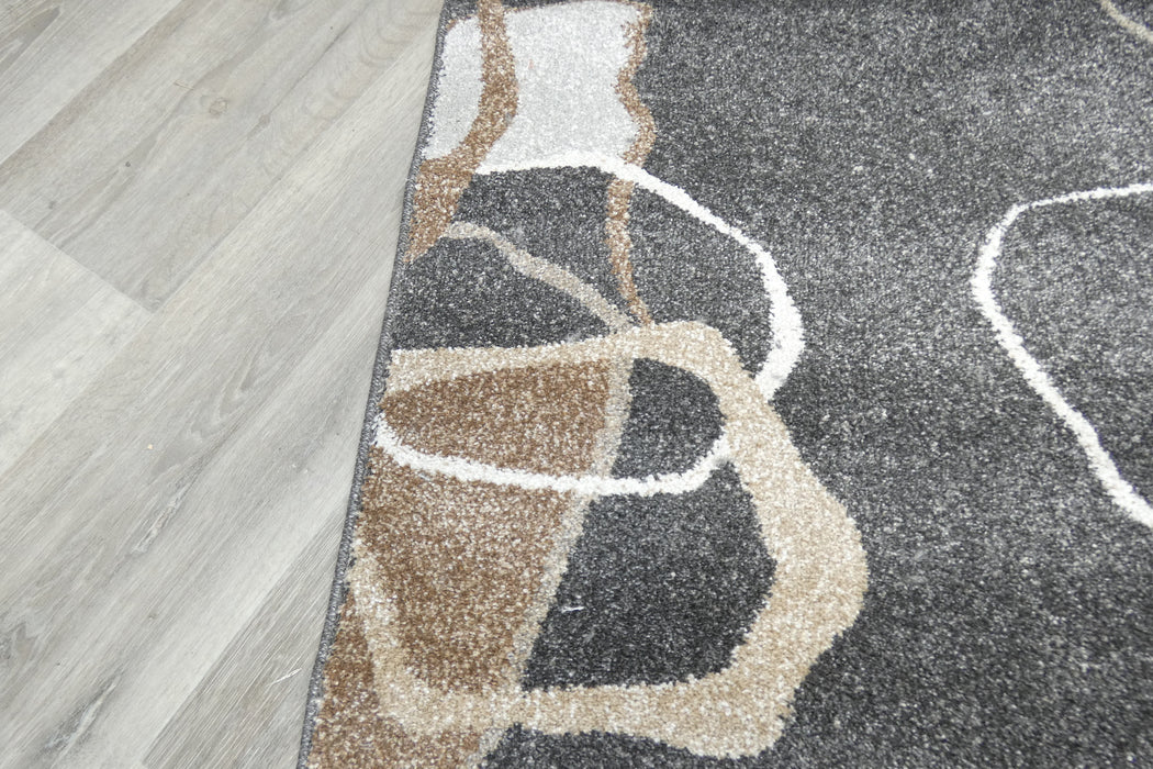 Abstract Charcoal & Beige Contour Madison Hallway Runner 67cm Wide x Cut to Order (34159-3322) - Rugs Direct