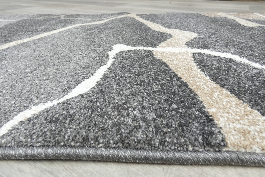Abstract Charcoal & Beige Contour Madison Hallway Runner 67cm Wide x Cut to Order (34159-3322) - Rugs Direct