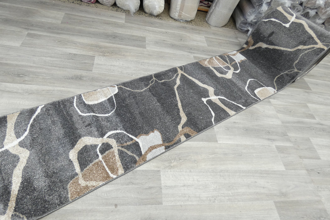 Abstract Charcoal & Beige Contour Madison Hallway Runner 67cm Wide x Cut to Order (34159-3322) - Rugs Direct