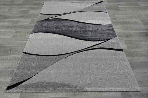 Flow Abstract Wave Pattern Grey Aroha Rug- Rugs Direct 