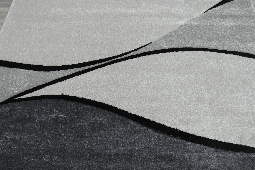 Flow Abstract Wave Pattern Grey Aroha Rug- Rugs Direct 