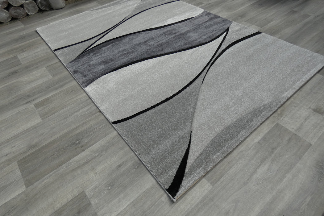 Flow Abstract Wave Pattern Grey Aroha Rug- Rugs Direct 