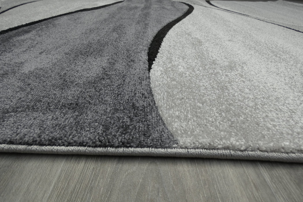 Flow Abstract Wave Pattern Grey Aroha Rug- Rugs Direct 