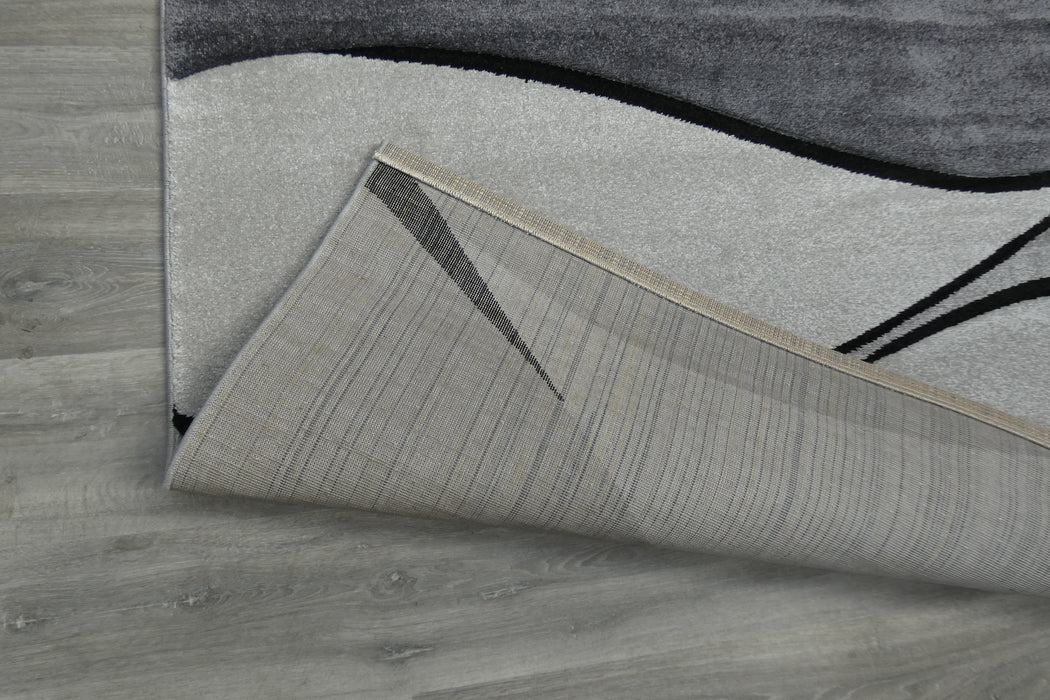 Flow Abstract Wave Pattern Grey Aroha Rug- Rugs Direct 