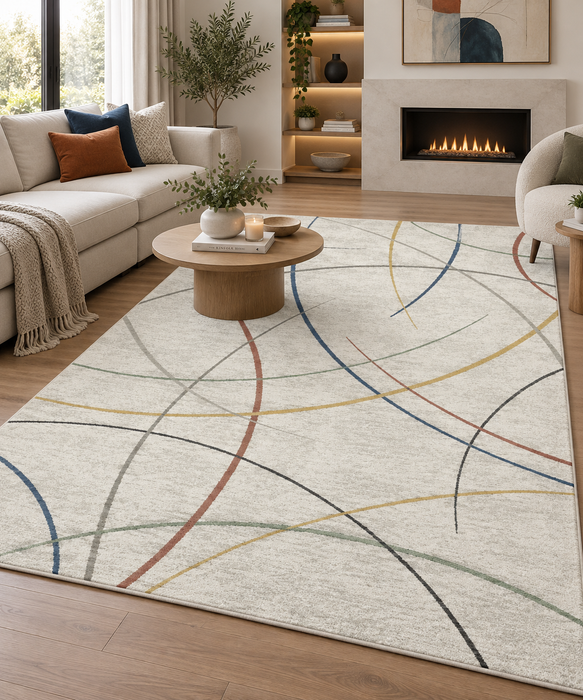 Abstract Arc Multi-Tone Accent Rug (37161-6364) - Rugs Direct nz