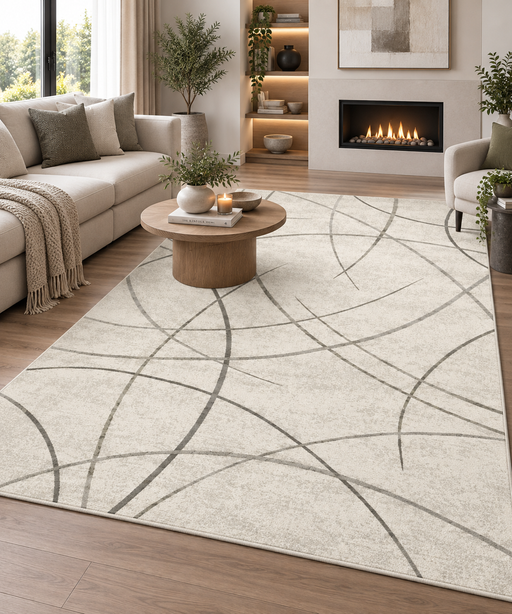 Modern Abstract Line Art Accent Rug (37161-6374)-Rugs Direct nz