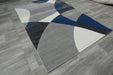 Abstract Modern Design Turkish Rug in Navy/ Grey/ White- Rugs Direct 