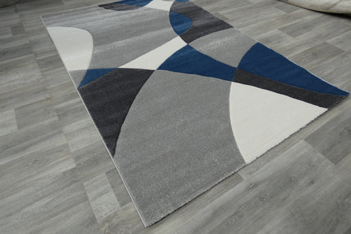 Abstract Modern Design Turkish Rug in Navy/ Grey/ White- Rugs Direct 