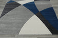Abstract Modern Design Turkish Rug in Navy/ Grey/ White- Rugs Direct 