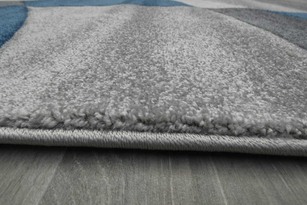 Abstract Modern Design Turkish Rug in Navy/ Grey/ White- Rugs Direct 