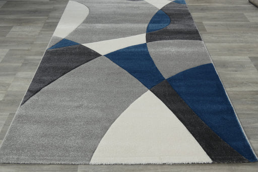 Abstract Modern Design Turkish Rug in Navy/ Grey/ White- Rugs Direct 