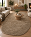Twilight Shaggy Light Brown & Beige Colour Pebble Shape Rug Size: 160 x 230cm (39001-2244)- Rugs Direct NZ