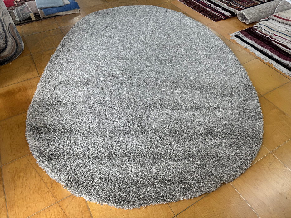 Twilight Shaggy Silver Ivory Mix Pebble Shape Rug Size: 240 x 340cm (39001-6699)- Rugs Direct- NZ