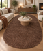Twilight Shaggy Mocha Brown Colour Pebble Shape Rug Size: 160 x 230cm (39001-8822)- Rugs Direct NZ 