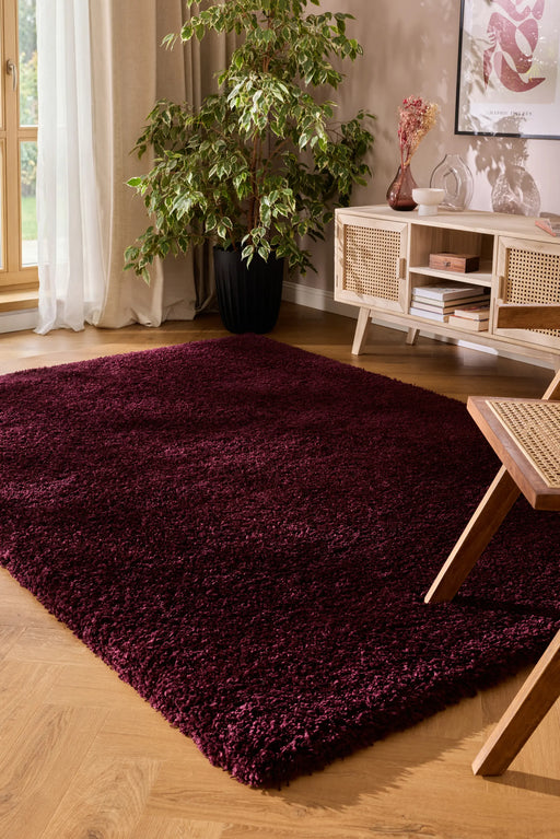 Luxury Burgundy Plush Twilight Shaggy Rug (39001-1144) - Rugs Direct