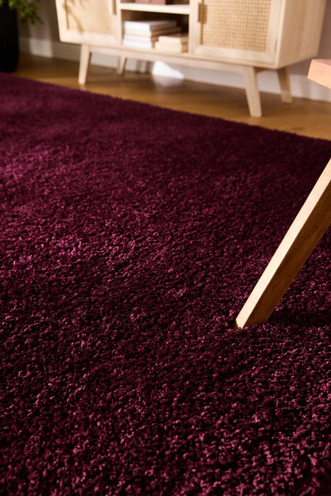 Luxury Burgundy Plush Twilight Shaggy Rug (39001-1144) - Rugs Direct