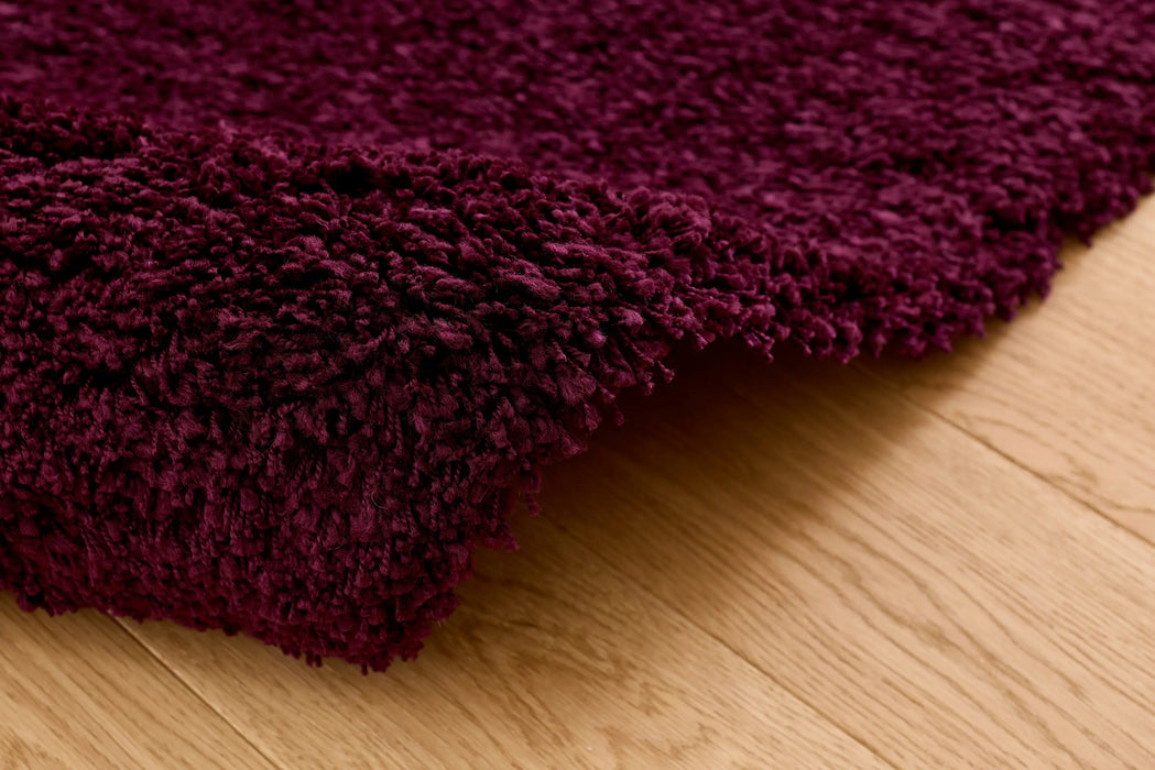 Luxury Burgundy Plush Twilight Shaggy Rug (39001-1144) - Rugs Direct