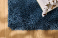 Textured Navy Blue Solid Plain Twilight Shaggy Rug (39001-5544) - Rugs Direct
