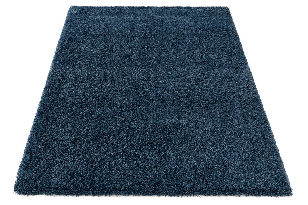 Textured Navy Blue Solid Plain Twilight Shaggy Rug (39001-5544) - Rugs Direct