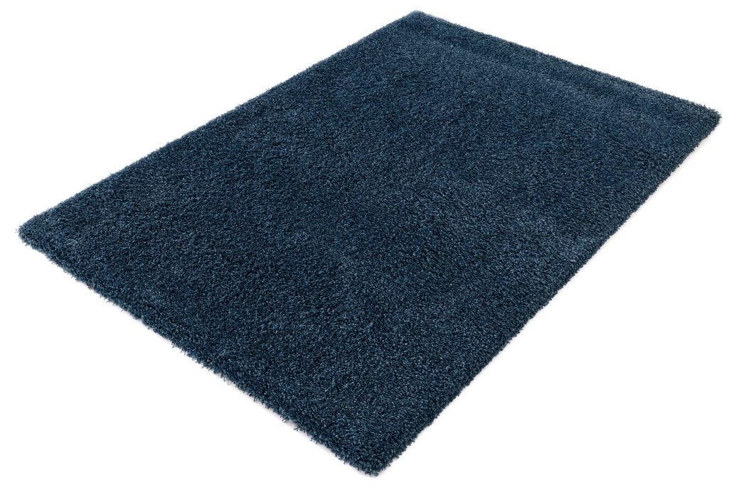 Textured Navy Blue Solid Plain Twilight Shaggy Rug (39001-5544) - Rugs Direct
