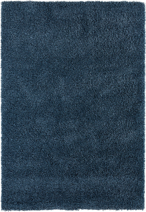 Textured Navy Blue Solid Plain Twilight Shaggy Rug (39001-5544) - Rugs Direct