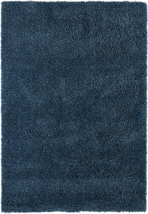 Textured Navy Blue Solid Plain Twilight Shaggy Rug (39001-5544) - Rugs Direct