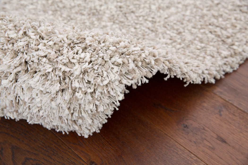 Twilight Shaggy Linen and White Colour Rug - Rugs Direct