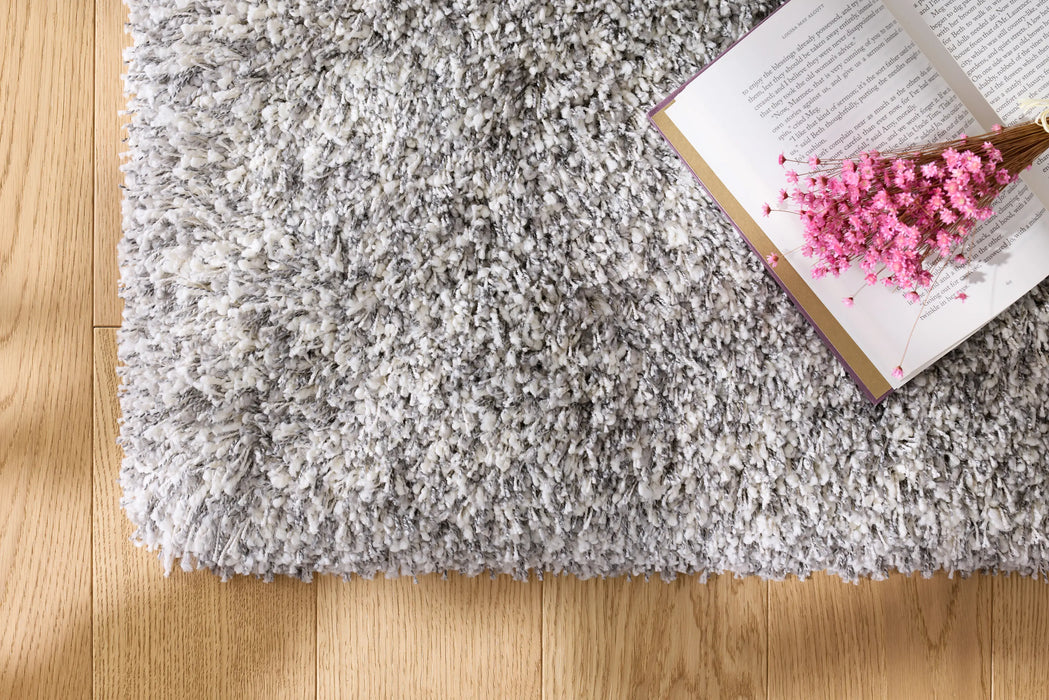 Twilight Pearl Silver Ivory Mix Shaggy Rug - Rugs Direct