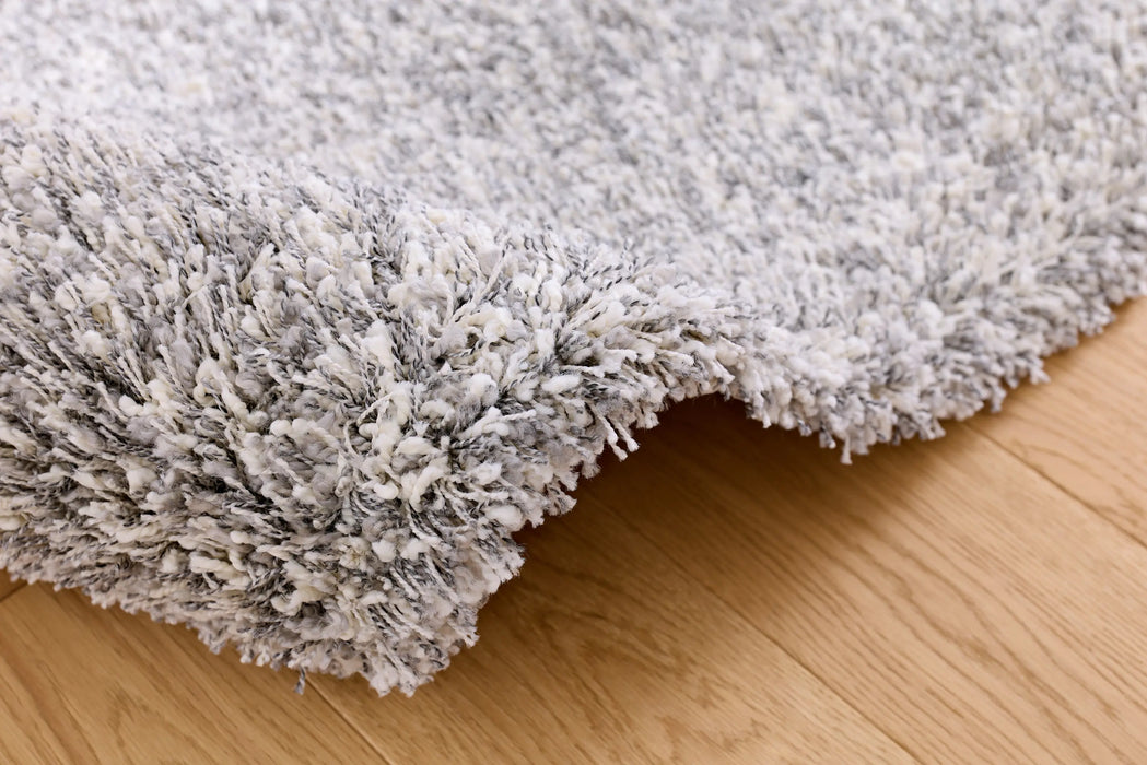 Twilight Pearl Silver Ivory Mix Shaggy Rug - Rugs Direct