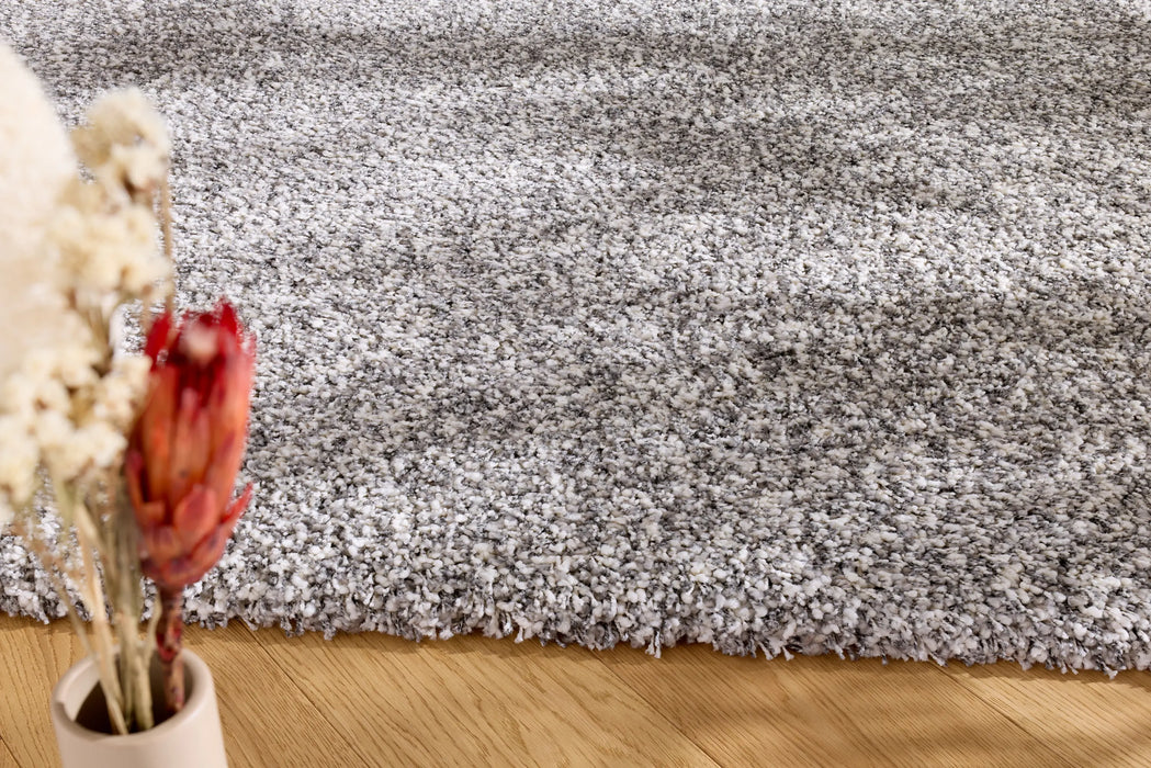 Twilight Pearl Silver Ivory Mix Shaggy Rug - Rugs Direct
