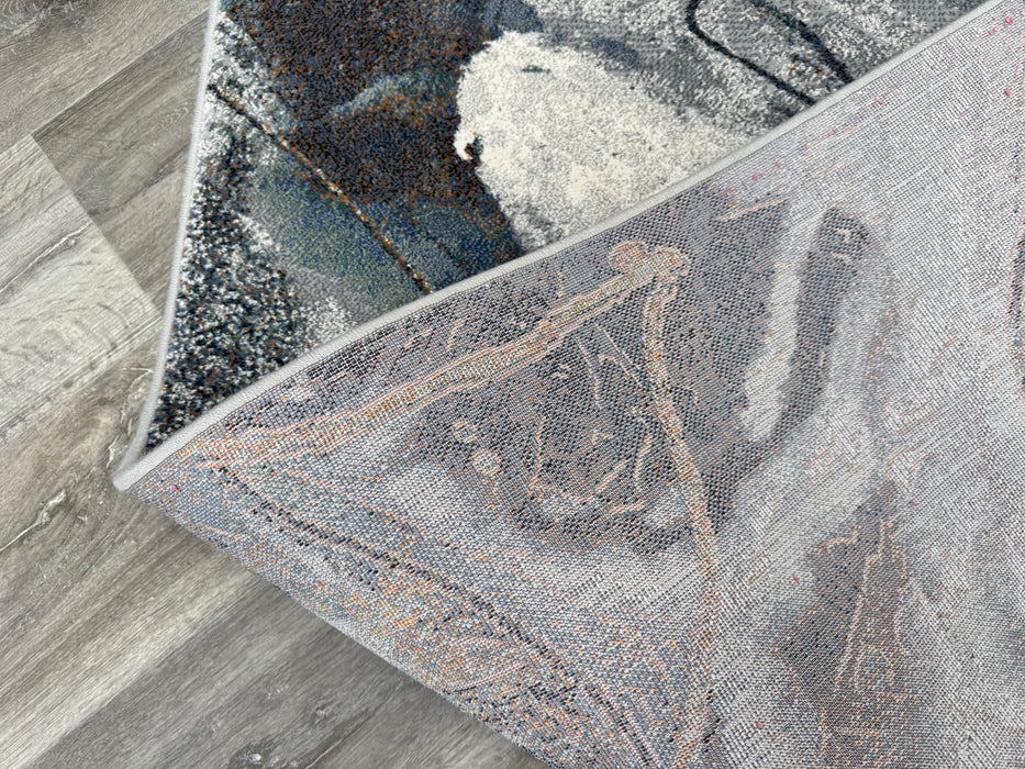 Modern Flowing Abstract Pattern Argentum Hallway Runner Size: 67cm wide x Cut to order