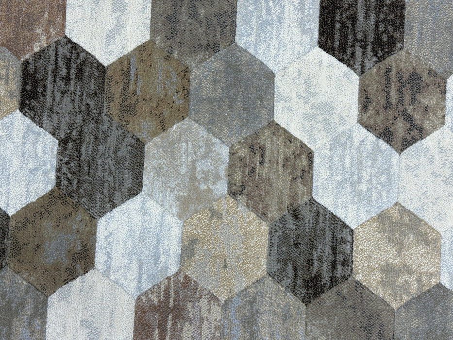 Hive Geometric Design Oval Argentum Rug (63456-6282) Size: 160 x230cm - Rugs Direct