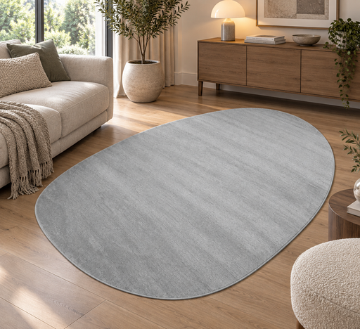 Luxurious Plain Textured Trentino Pebble Shape Rug (41005-2121) Size: 200 x 290cm- Rugs Direct Nz