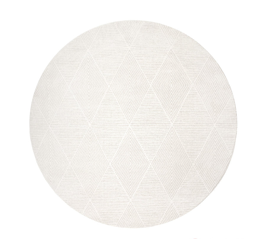 Modern Luxurious Textured Trentino Ivory Round Rug Size: 300 x 300cm ...