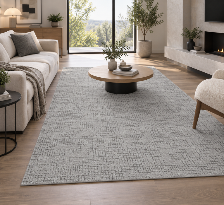 Luxurious Grey Textured Trentino Rug (41016-2121) Size: 120 x 170cm- Rugs Direct NZ