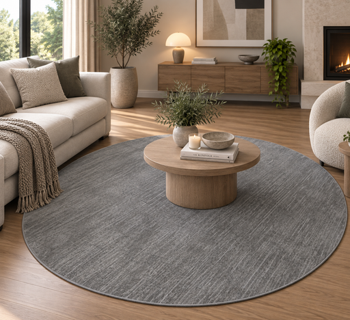 Modern Luxurious Textured Trentino Round Rug (41033-7121) Size: 160 x 160cm-Rugs Direct NZ