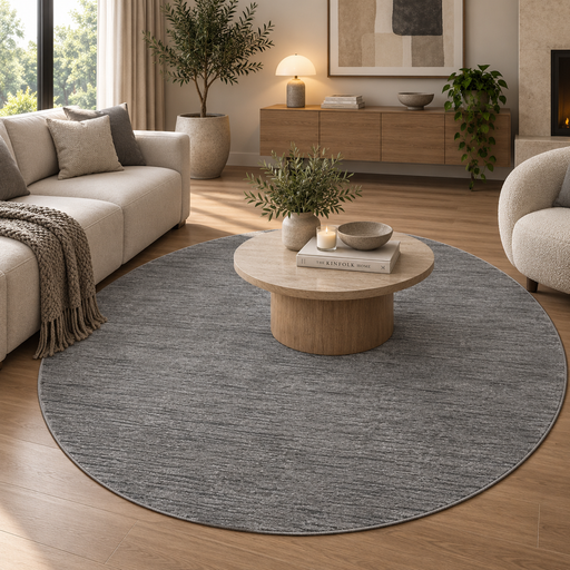 Modern Luxurious Textured Trentino Round Rug (41033-7131) Size: 160 x 160cm - Rugs Direct nz