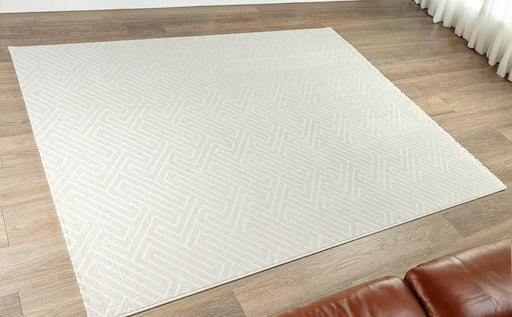 Luxurious Geometric Ivory Textured Trentino Rug- rugs Direct